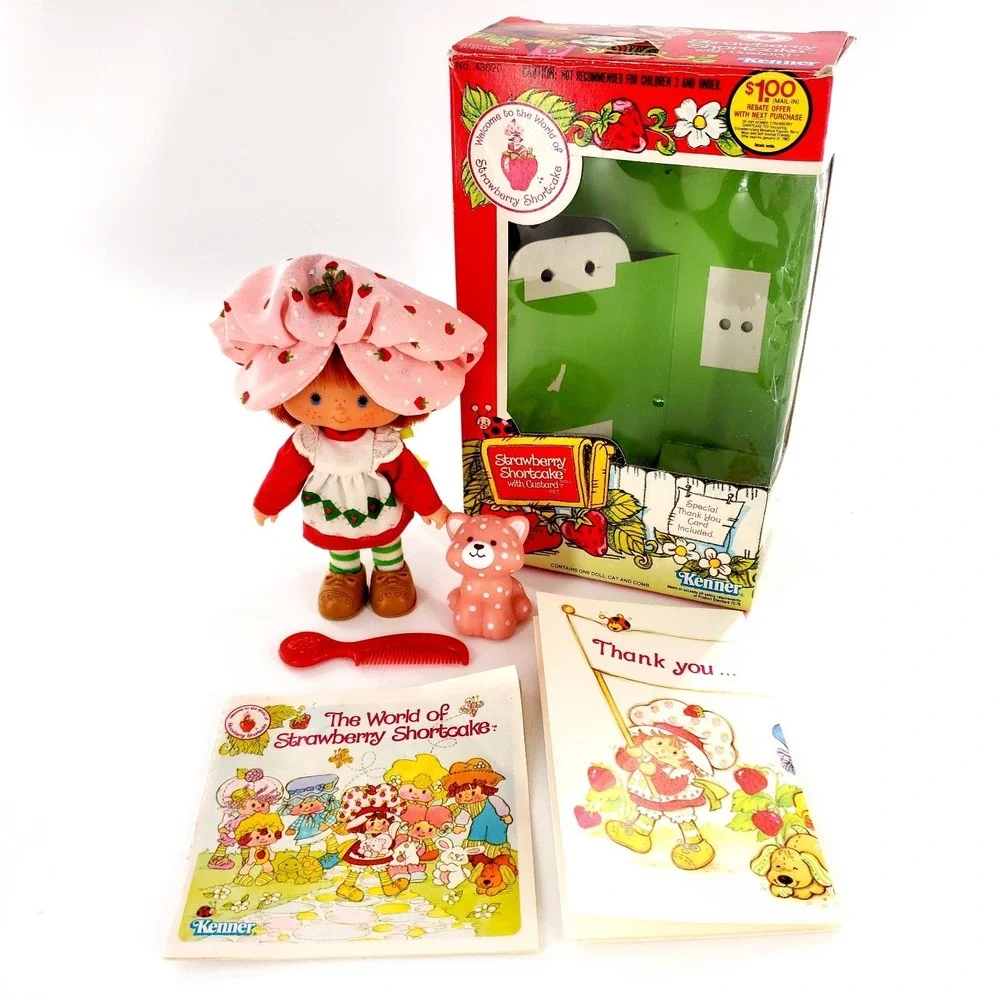Vintage Strawberry Shortcake Doll w/ Custard 43020 Complete In Box Kenner
